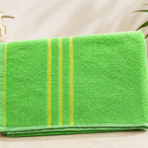 Premium Cotton Bath Towel (Parrot Green / Pink)– 58x28 Inches