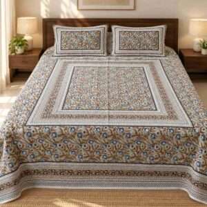 RANGRITI King Size Bedsheet Set (1+2) | Sage Grey, Navy Blue, Rust Brown & Maroon